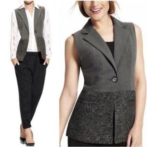 Cabi Womens 518 Over The Moon Vest Gray Tweed Hem Lined Button Vest Small